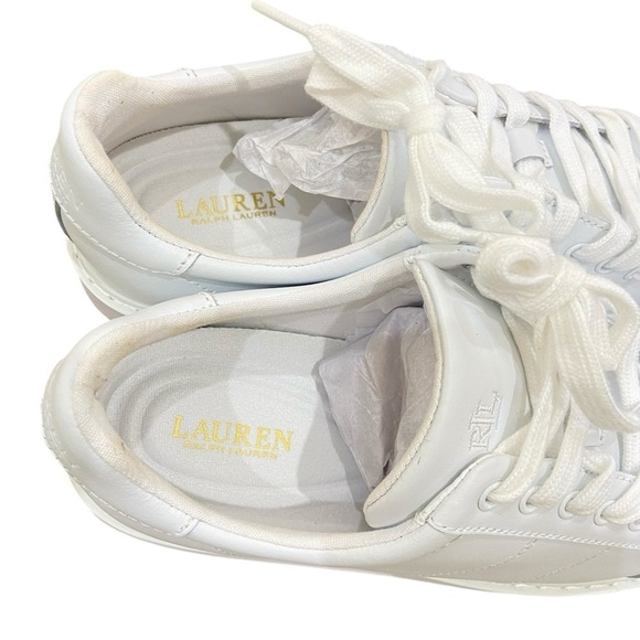 NWT Lauren Ralph Lauren Angeline white cow leather lace up platform sneakers 9.5 - Picture 11 of 14